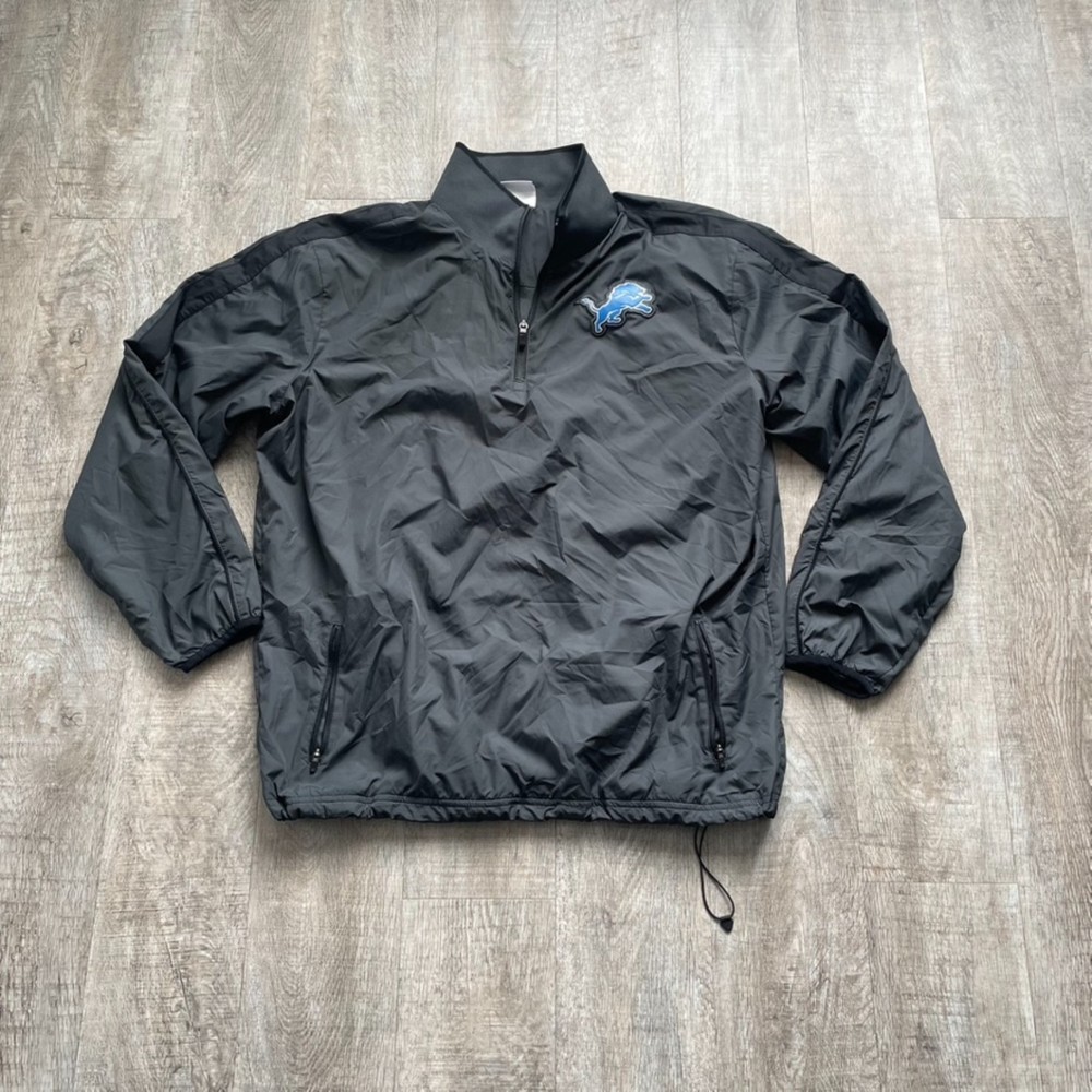 Nike Black Windbreaker with Blue Detroit Lions Logo